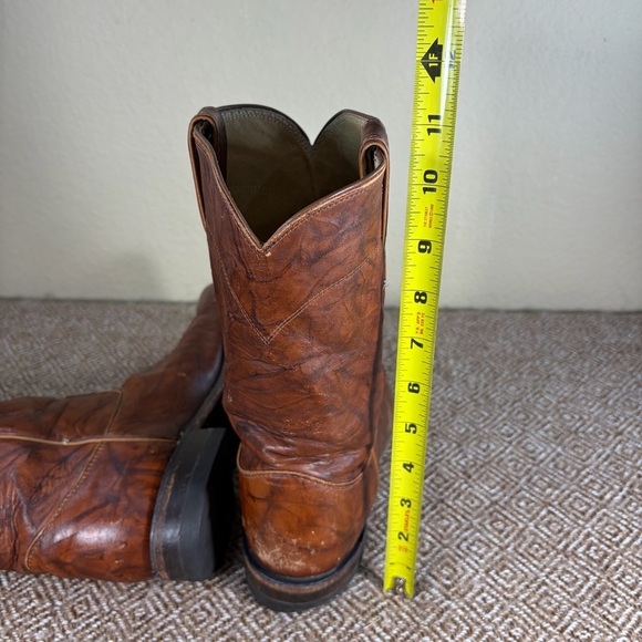 Justin 3163 Brown Leather Cowboy Roper Western Riding Boots Sz 9.5 D Cowboys GUC
